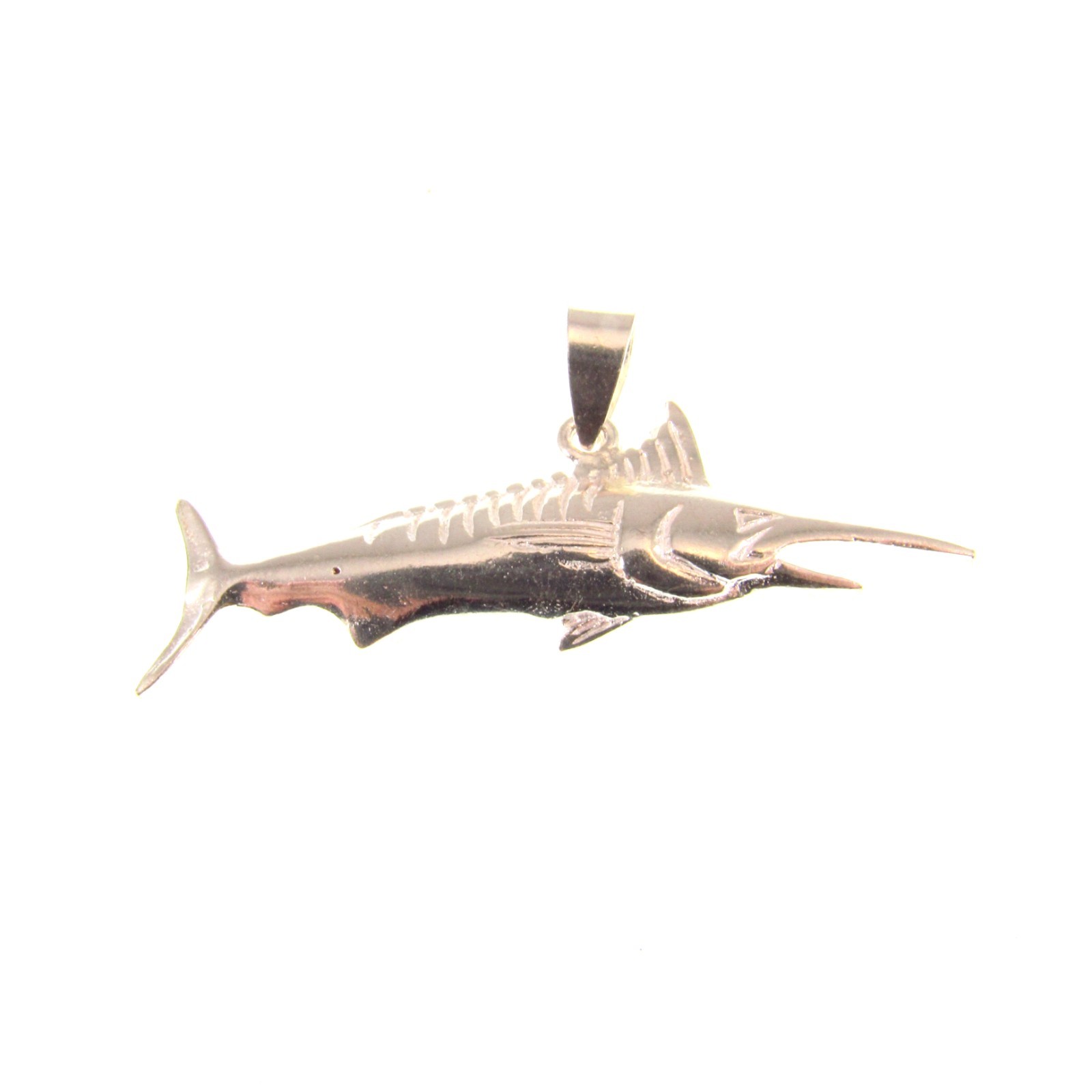 Solid 925 Sterling Silver Swordfish Marlin Pendant Men’s Nautical Jewelry Gift