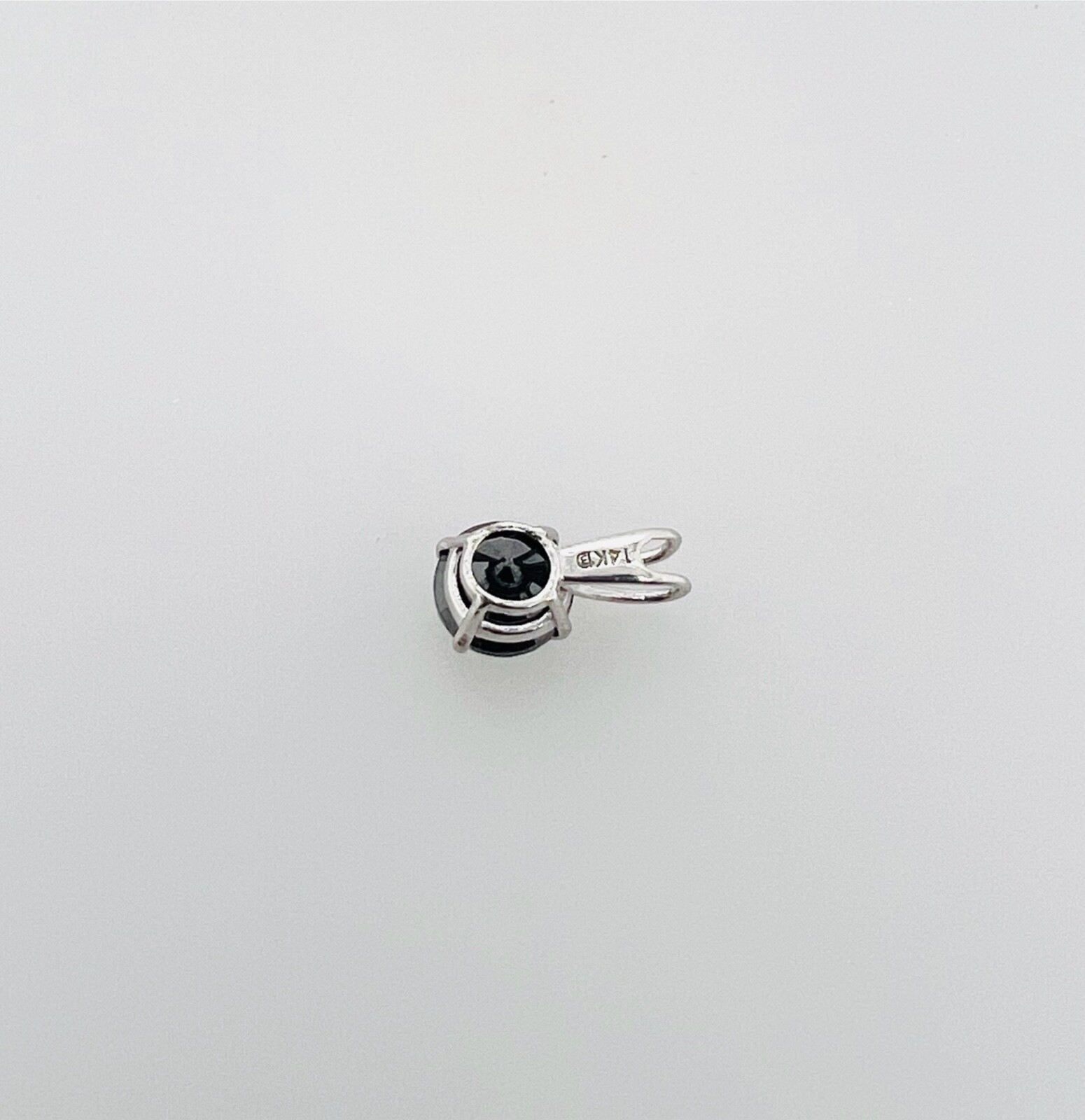 1.00ctw Round Jet Black Natural Diamond Pendant 14K Solid White Gold