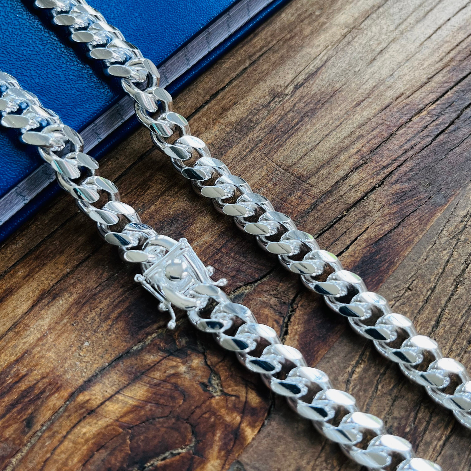 Real Solid Sterling Silver Miami Cuban Mens Boys Chain Bracelet or Necklace