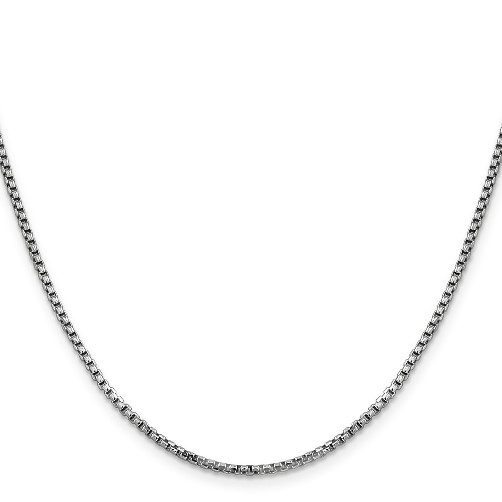 14K White Gold 1.75mm Semi-Solid Round Box with Lobster Clasp Chain Necklace 30″