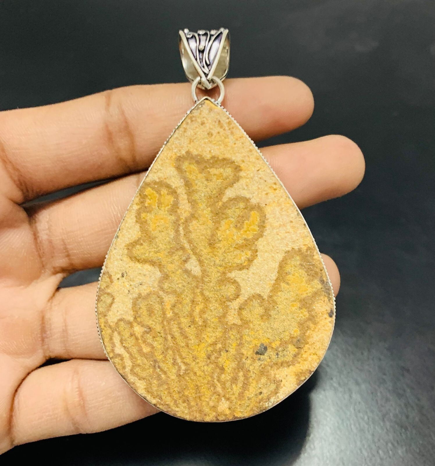 German Dendrite Gemstone 925 Sterling Silver Handmade Pendant Jewelry Gift For