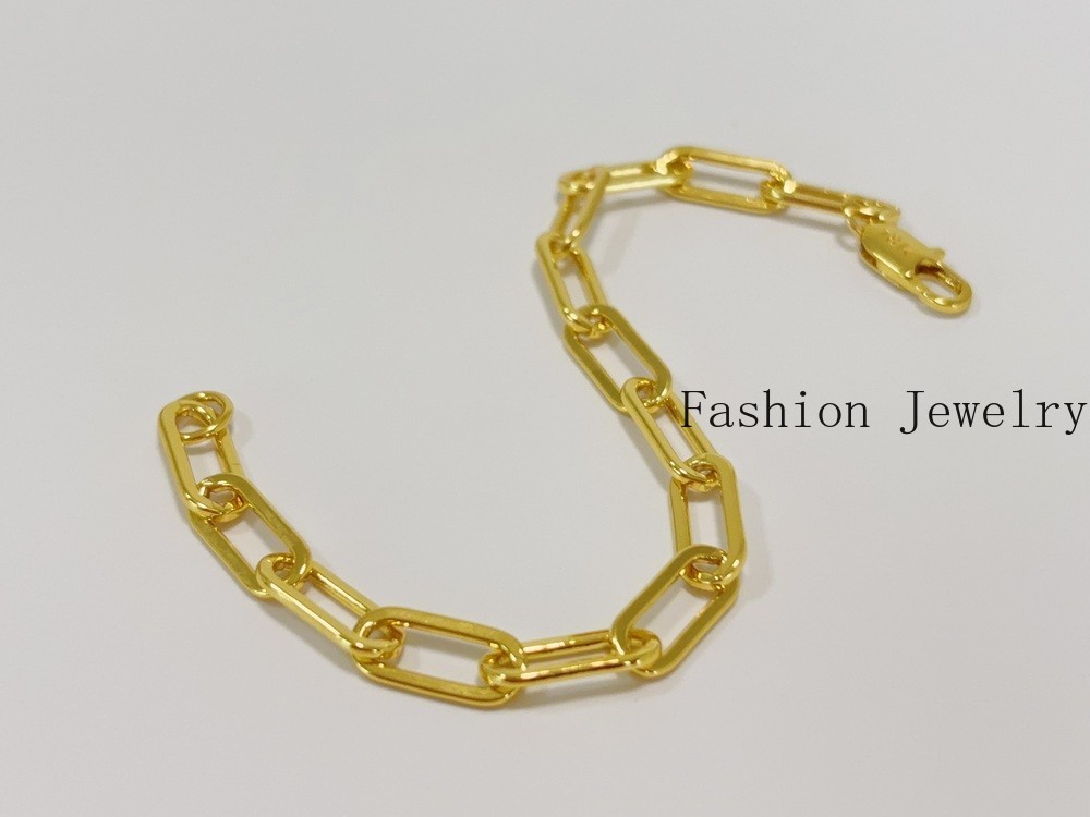 18k Yellow Gold 7.5mm Paperclip Chain Cable Rolo Link Bracelet Womens Men 7.5″