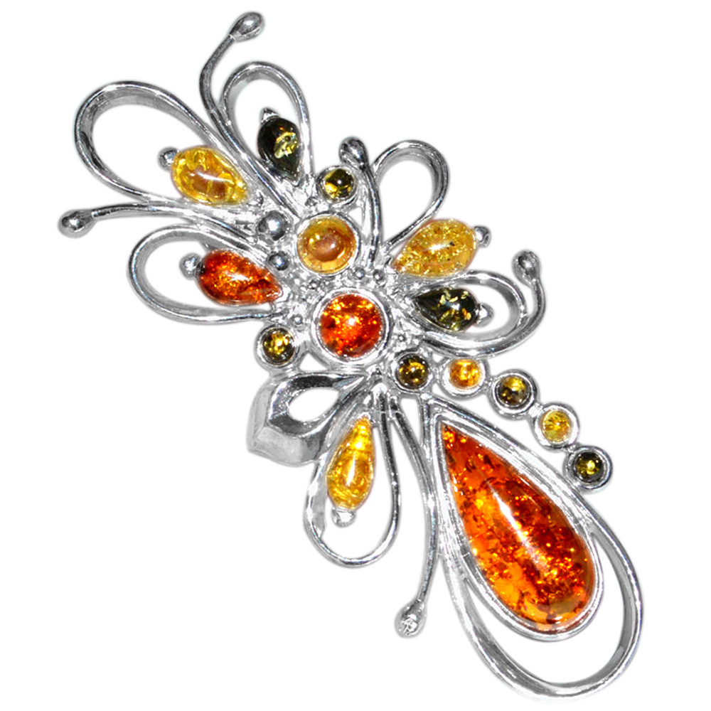 16.5g Authentic Baltic Amber 925 Sterling Silver Pendant Jewelry N-A1712