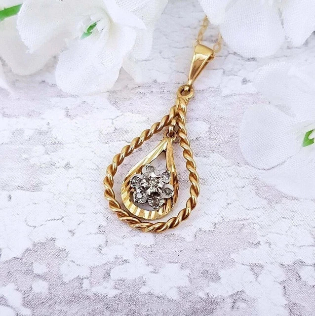 0.20CT Round Lab Created Diamond Wedding Teardrop Pendant 14K Yellow Gold Plated