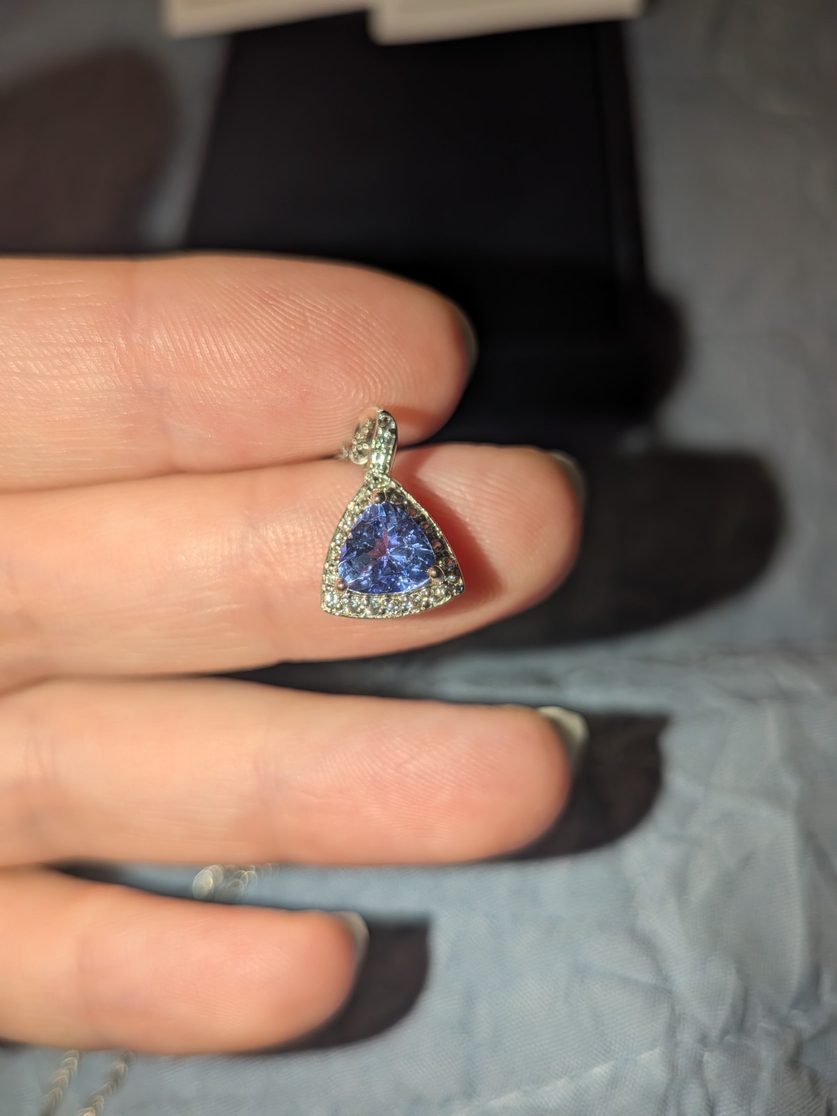 Blue tanzanite pendant necklace