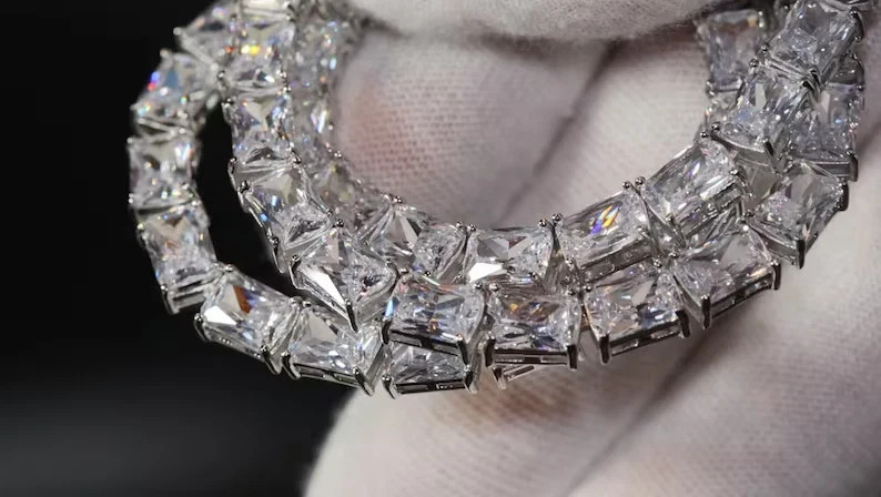 20TCW Radiant Cut lab Created Diamond Women Tennis Necklace 925 Sterling Silver