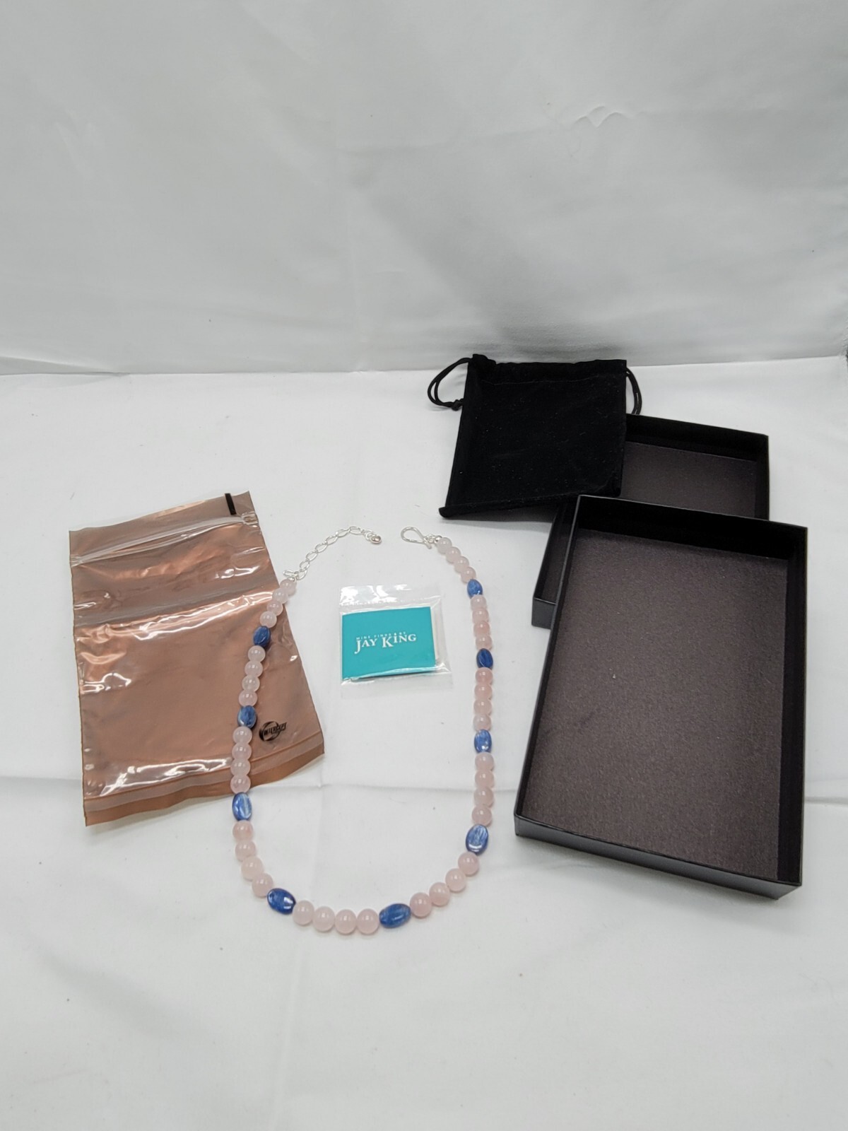 Jay King Pink & Blue Quartz Necklace 21″ Mine Finds Marked DTR 925 New In Box