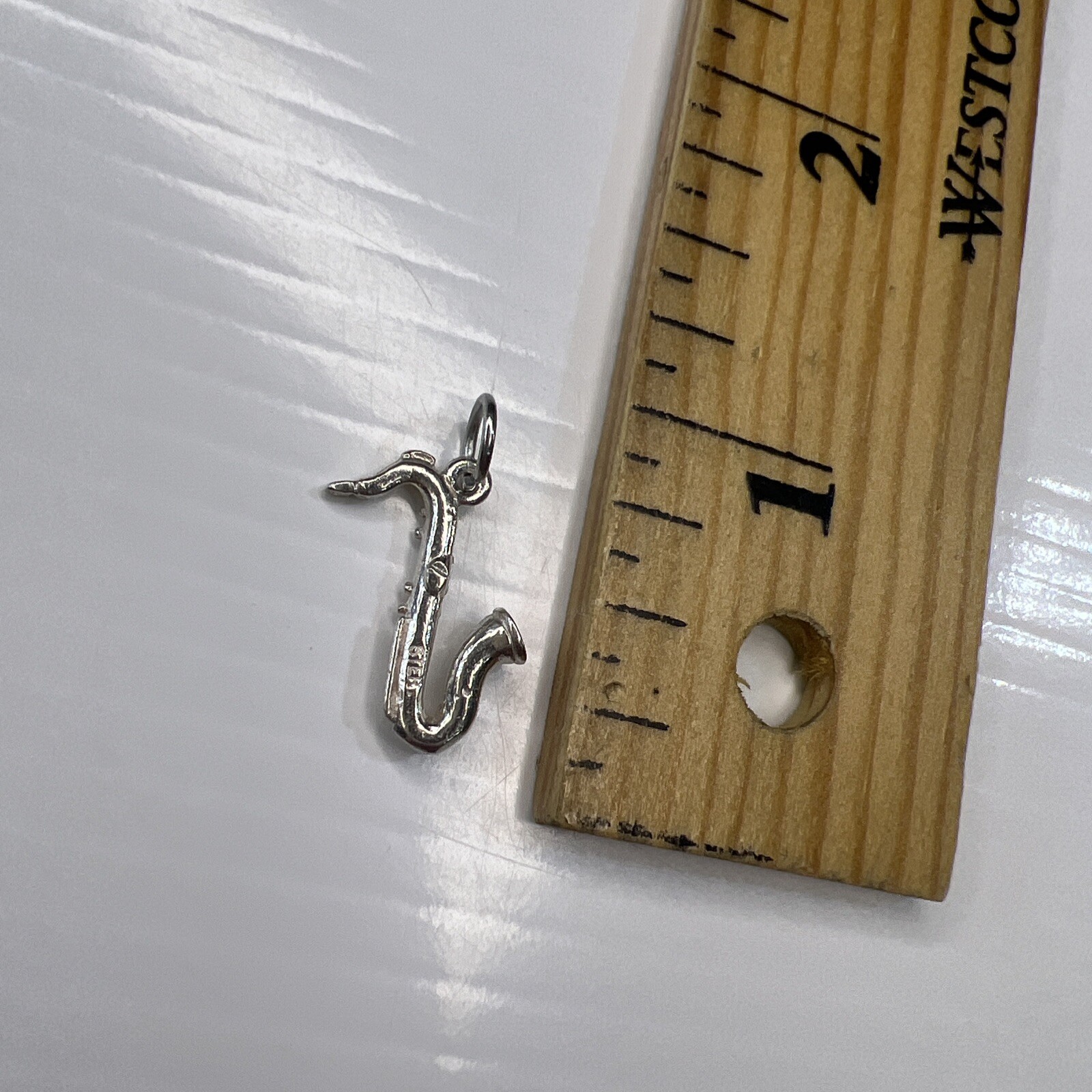 925 Sterling Silver Retro Charm Pendant Saxophone Sax Band Music Instrument Jazz