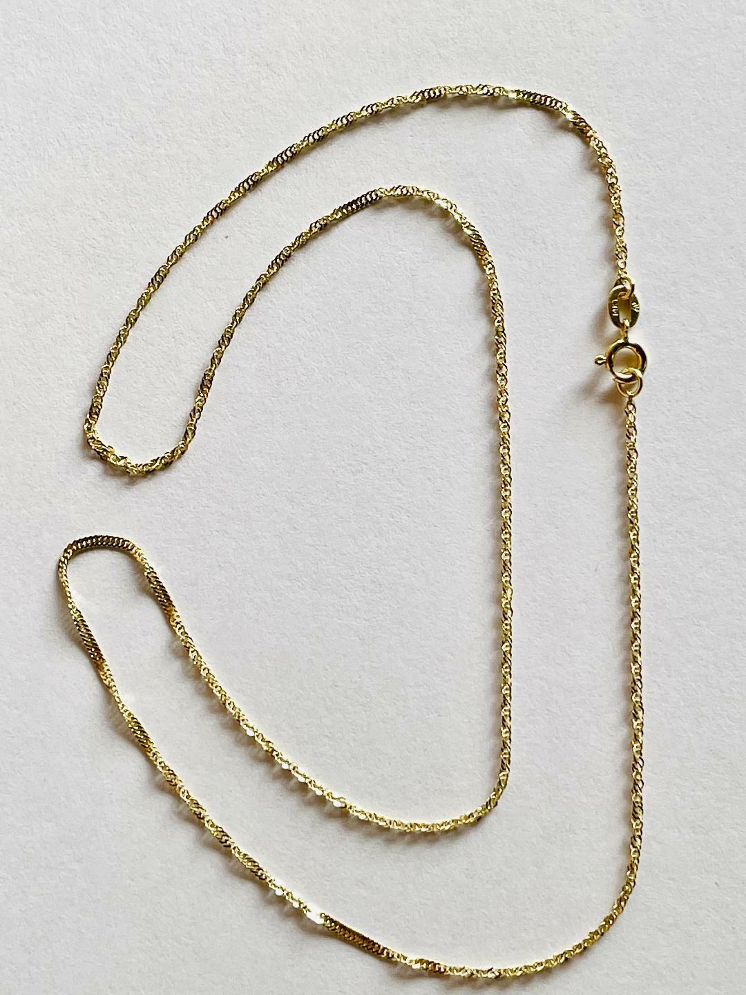 14K Solid Yellow Gold Singapore Chain W:1 MM Length:18″ (45 CM) SN-020Y-1