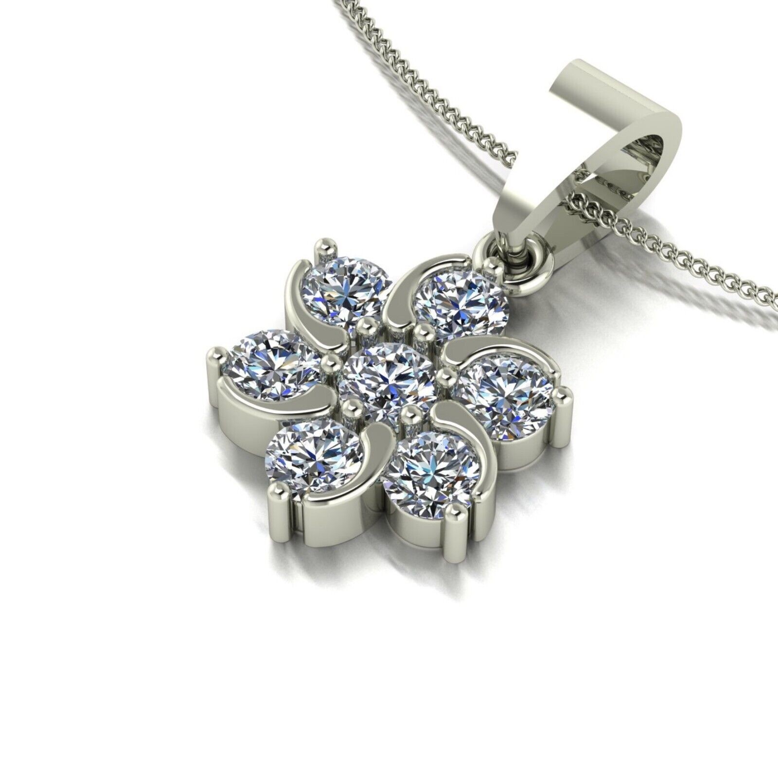 Round Diamond Womens Pendant GLI HRD 1 Carat Lab Created 18k White Gold Necklace