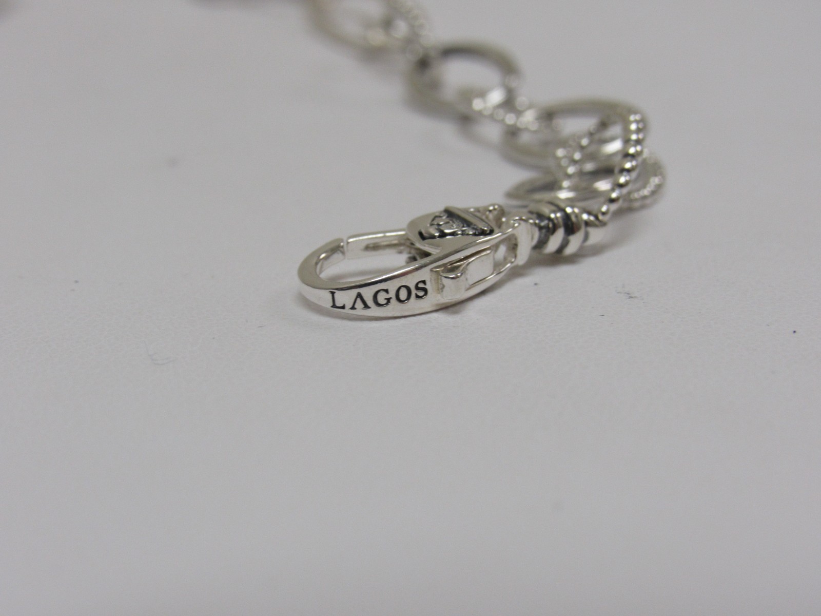Designer LAGOS Sterling Silver Signature Caviar Smooth and Fluted Link Necklace