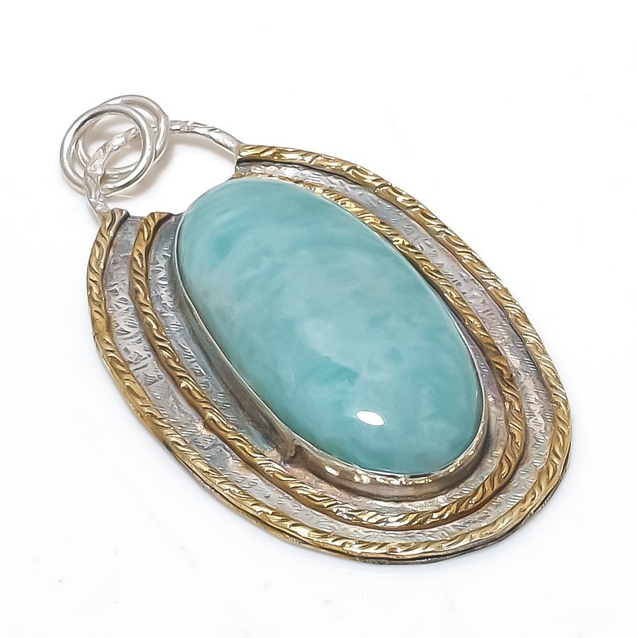 Amazonite Gemstone Handmade 925 Sterling Silver Jewelry Pendant 2.56″ c300