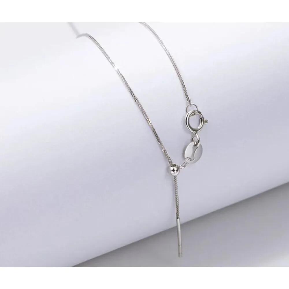18K Solid Gold Chopin Chain Necklace Needle Beautiful Charm Jewelry Adjustable