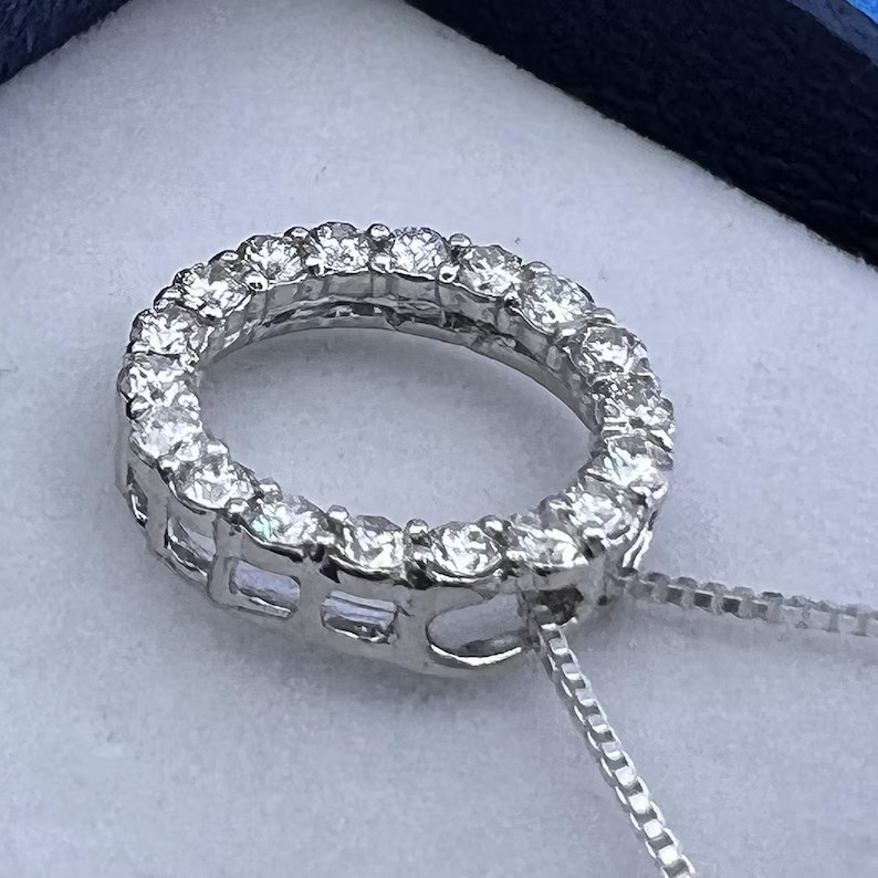 14k White Gold Women Gift Lab Grown/CVD Diamond GDGL Certified Pendant Necklace