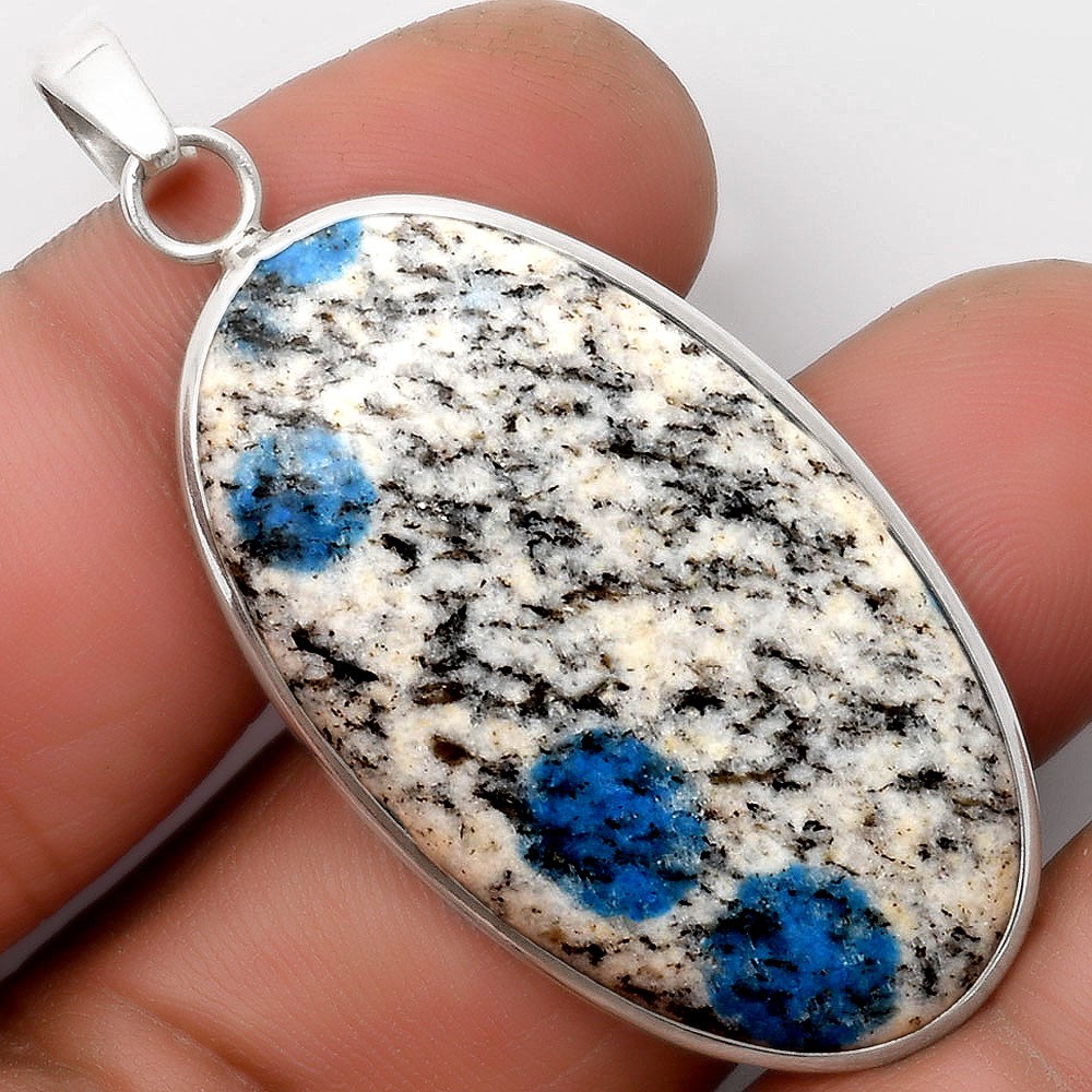 Natural K2 Blue – Azurite In Quartz 925 Sterling Silver Pendant Jewelry P-1001