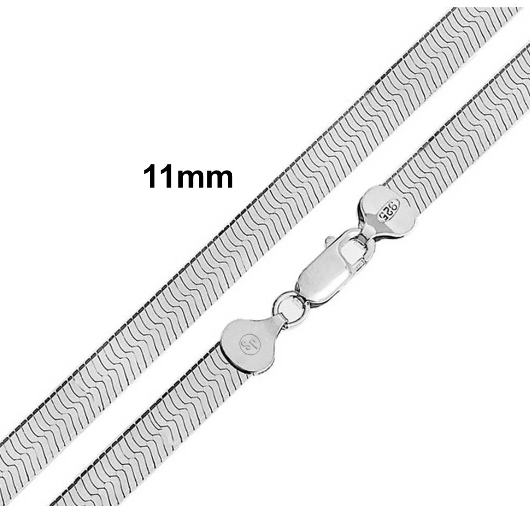 Italian Solid Sterling Silver Herringbone Chain Necklace 925 Silver Chain UNISEX