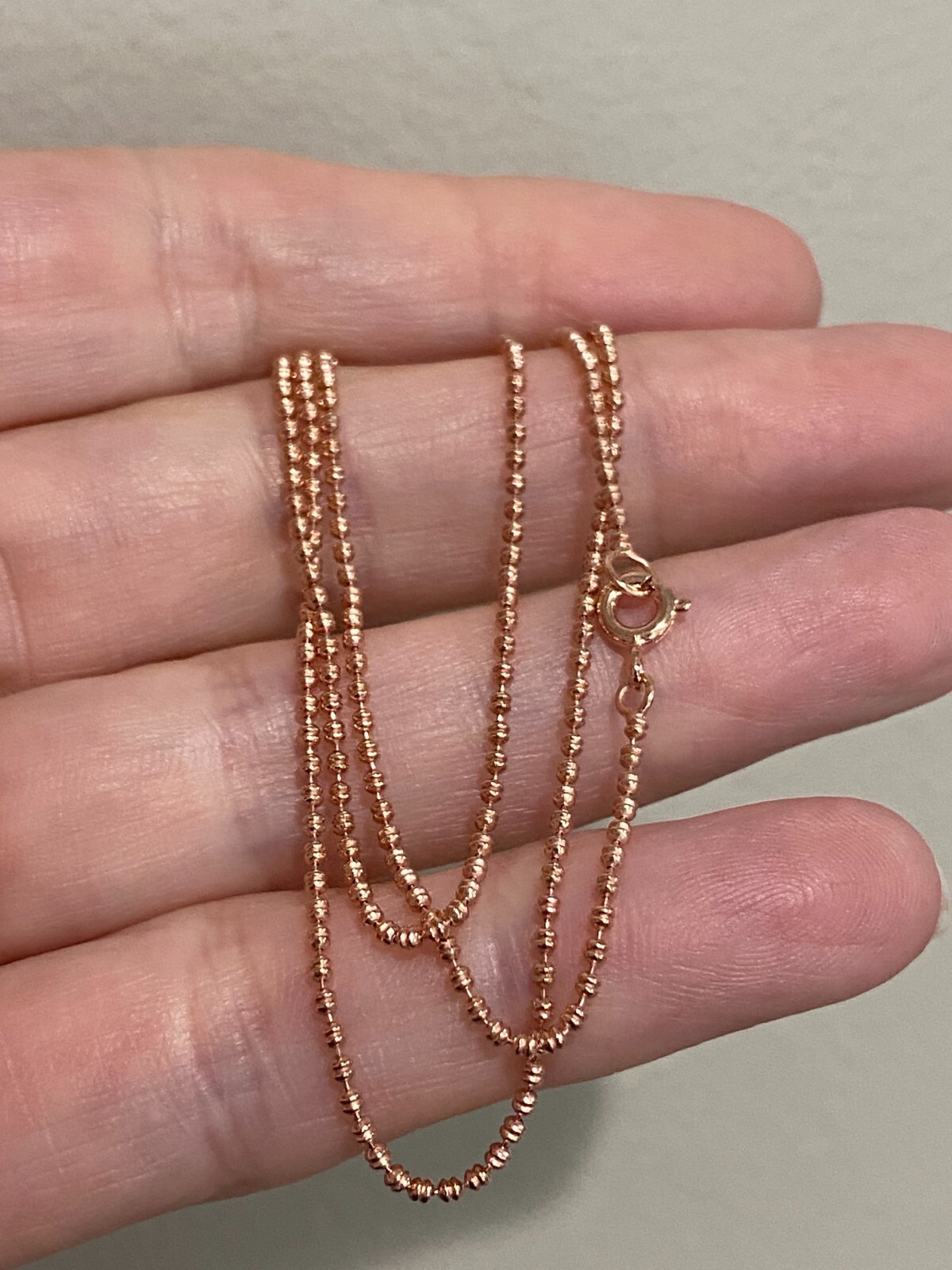 Fancy Double Round Bead Chain – 1.4 MM’s 925 Silver 14k Rose 16 + 2 Inch