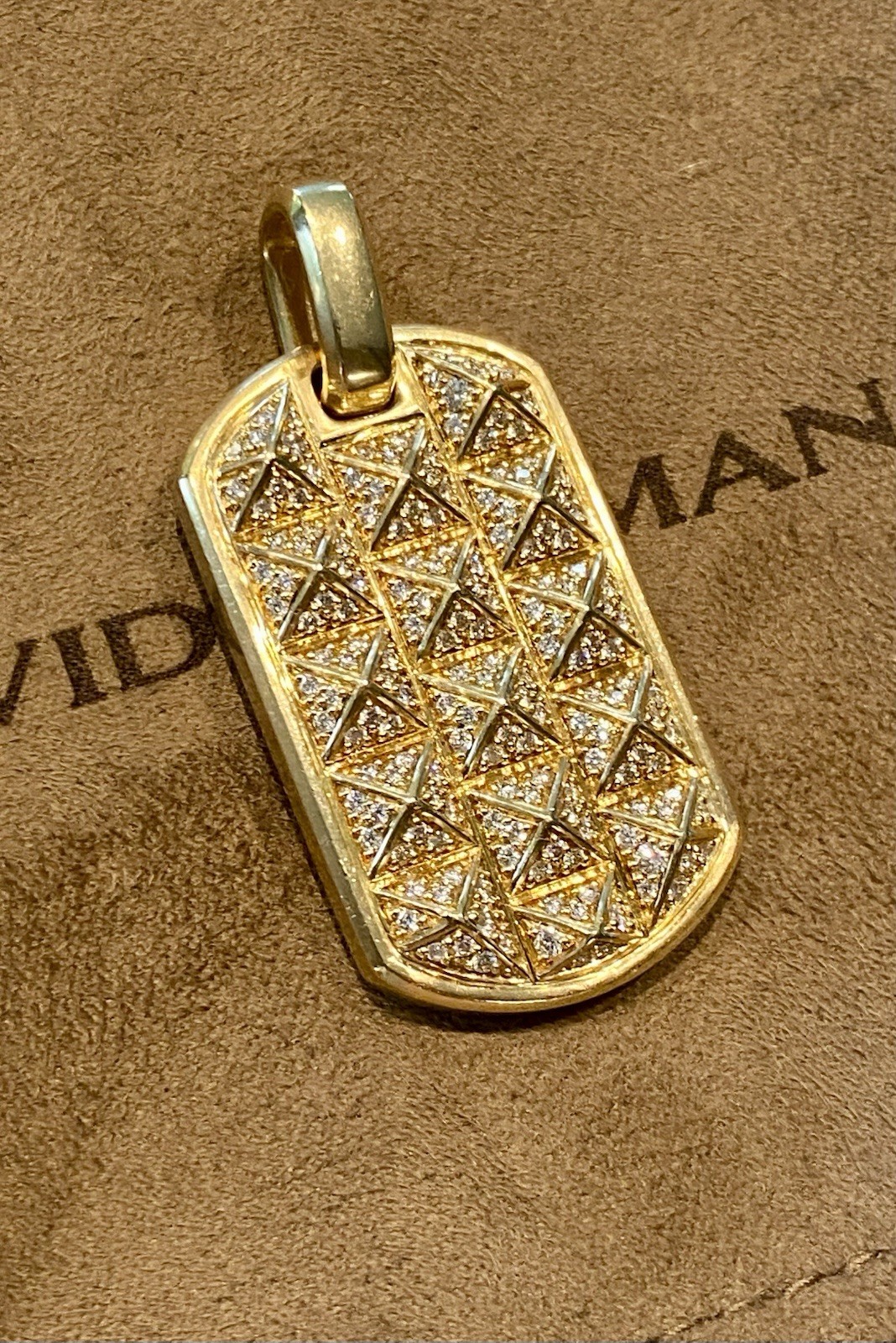 David Yurman 18k Gold Diamond Pyramid Pendant 1.75” $12,500 23.4 Gram
