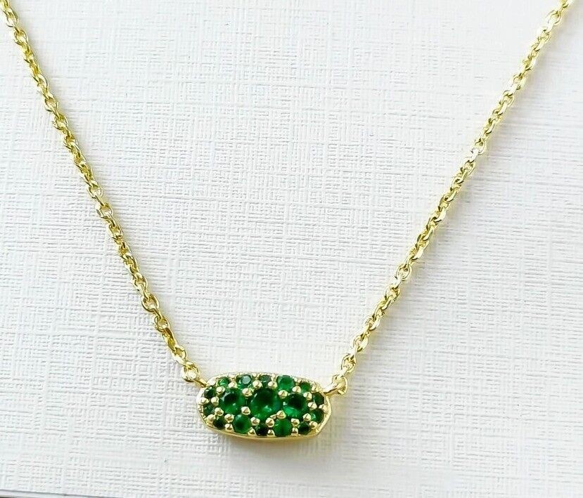 1.2Ct Round Cut Lab-Created Green Emerald Cluster Pendant 14K Yellow Gold Plated