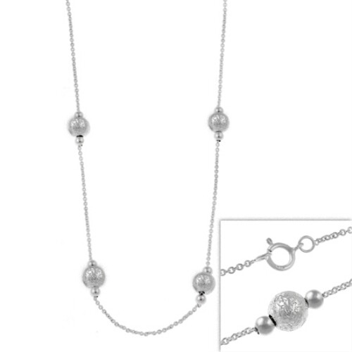 Sterling Silver Diamond Cut Beaded Chain Necklace 18″ 2