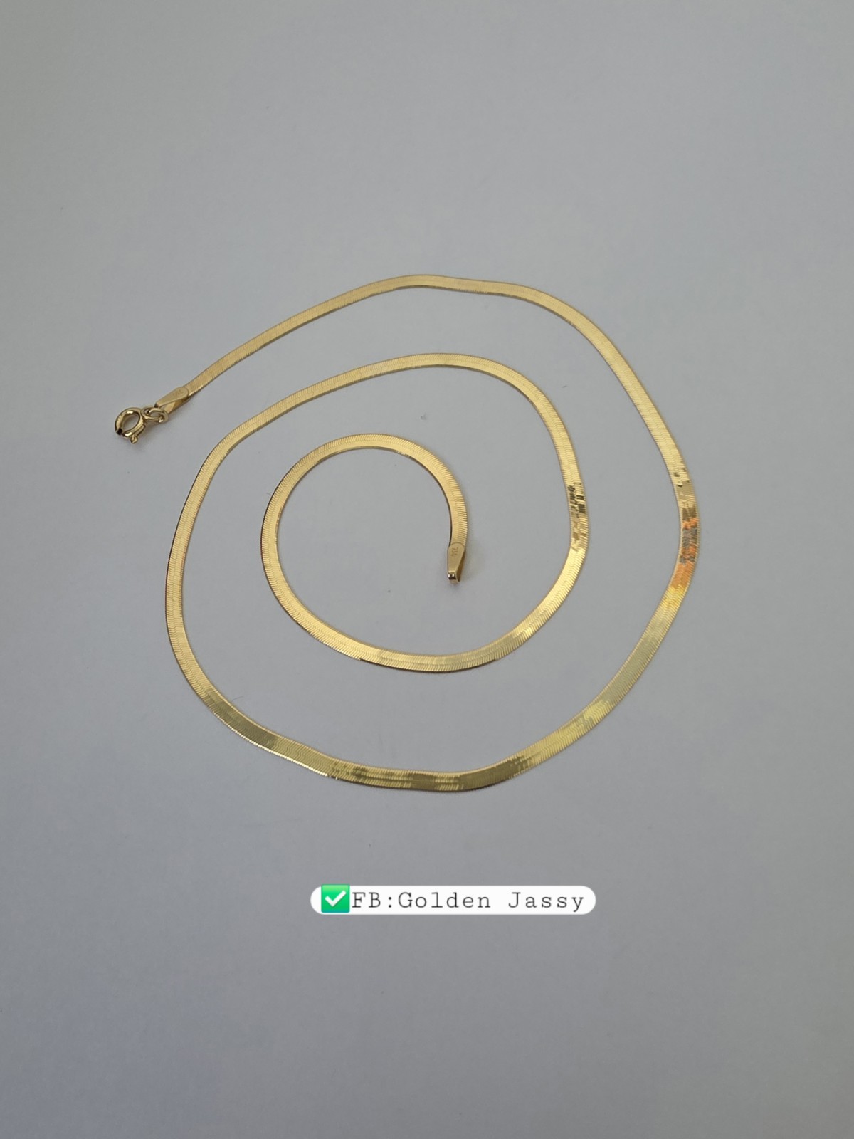 18K Real Gold Flat Chain 17.5″