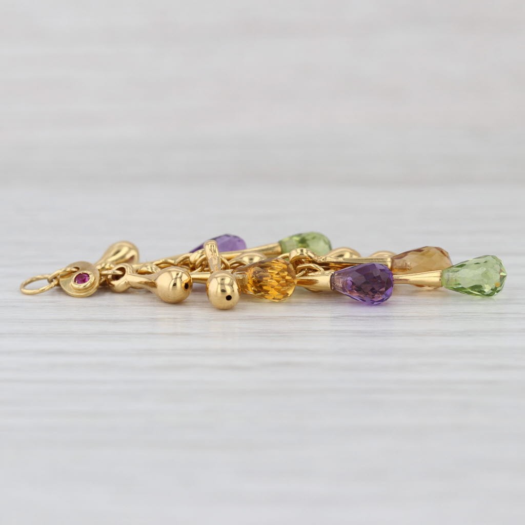 Roberto Coin Gemstone Briolette Fringe Pendant 18k Gold Peridot Citrine Amethyst