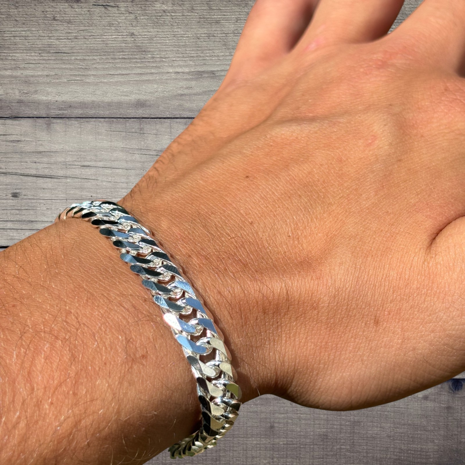 10mm Double Curb Link Bracelet – Real Solid 925 Sterling Silver MADE IN ITALY