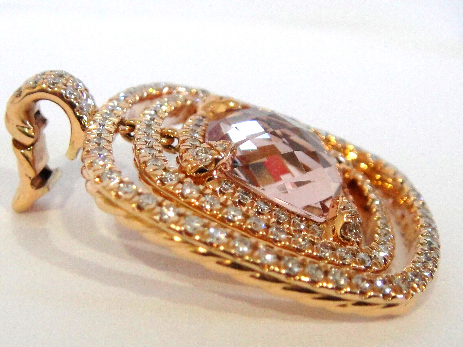 DAVID YURMAN 18K ROSE GOLD CHATELAINE MORGANITE DIAMOND CHAIN NECKLACE 36″