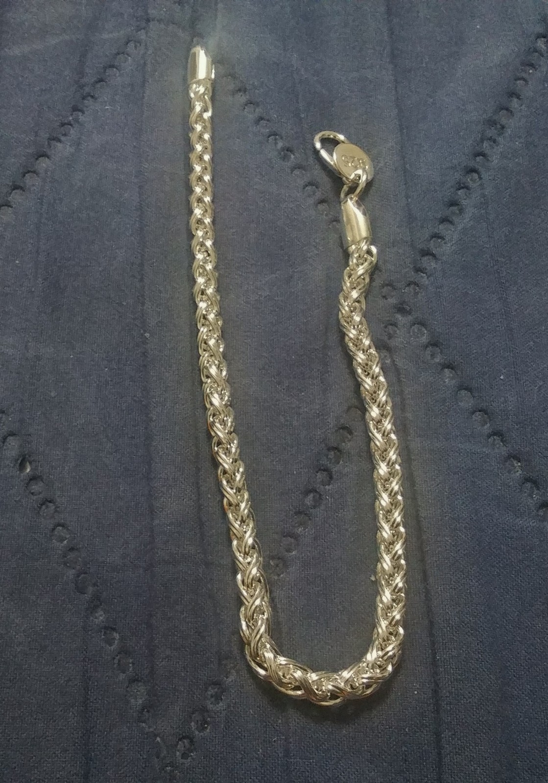 Sterling Silver Bracelet – New Condition Tagged (925) – 8 inch – Double Braided