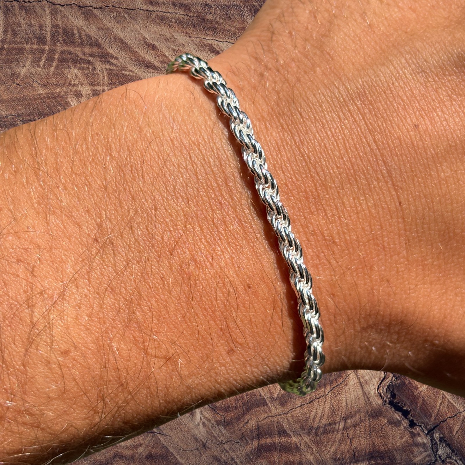 4mm Diamond Cut Rope Bracelet – Solid 925 Sterling Silver Or 14k Gold Vermeil
