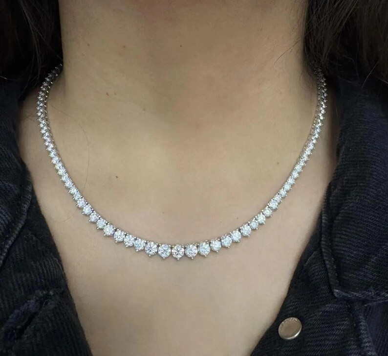 10Ctw Round Cut Lab Created Diamond Tennis Necklace 14k White Gold Plated