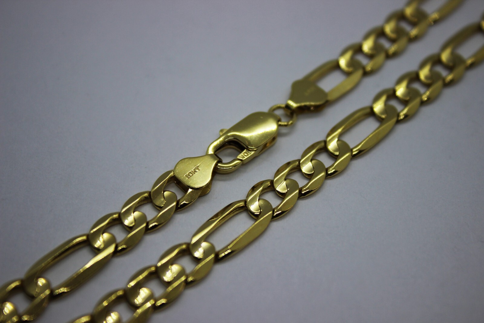 10k Solid Yellow Gold Figaro Chain Necklace Bracelet 2.2mm – 10.2mm 7″ – 30″
