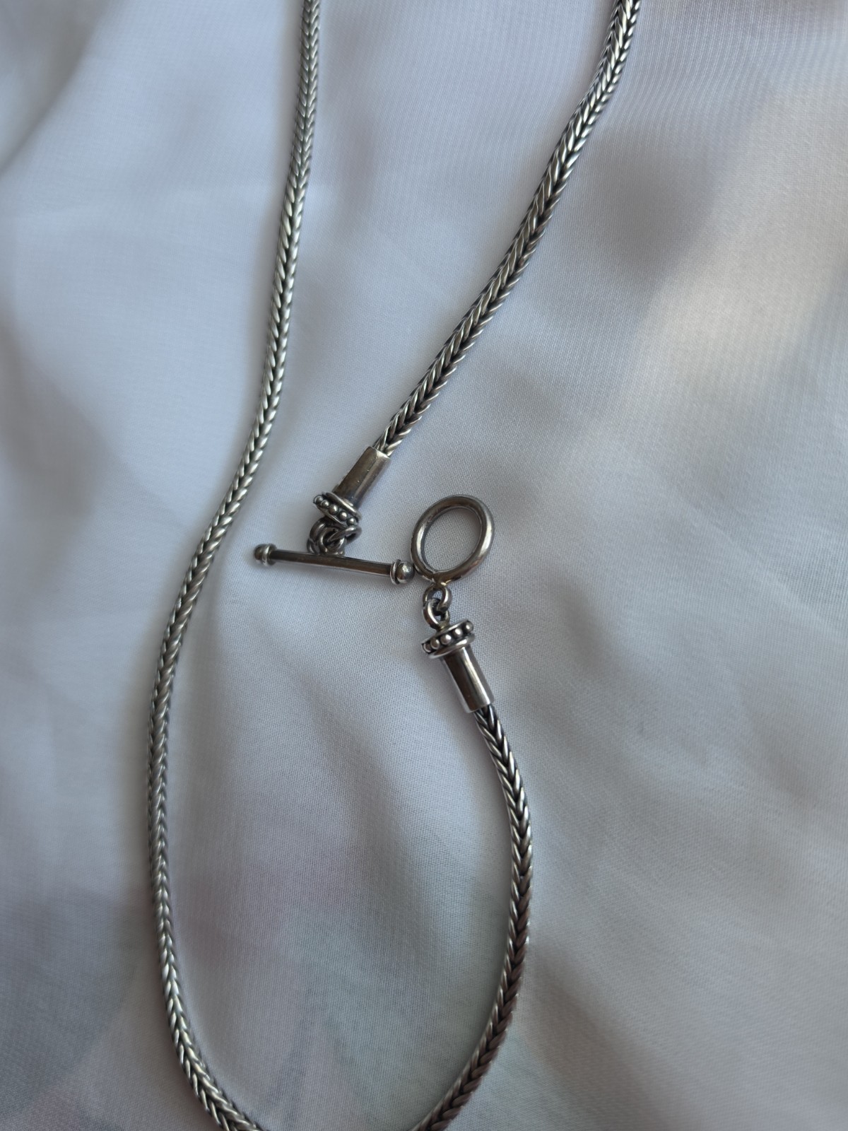 BA Suarti Sterling Silver 4mm Foxtail Spiga Wheat Toggle Necklace 20″ ~ 30g