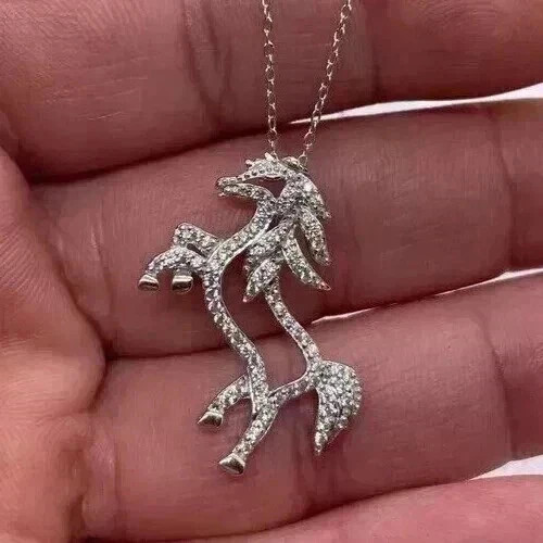 0.50Ct Round Lab Created Diamond Horse Shape Charm Pendant 14K White Gold Plated