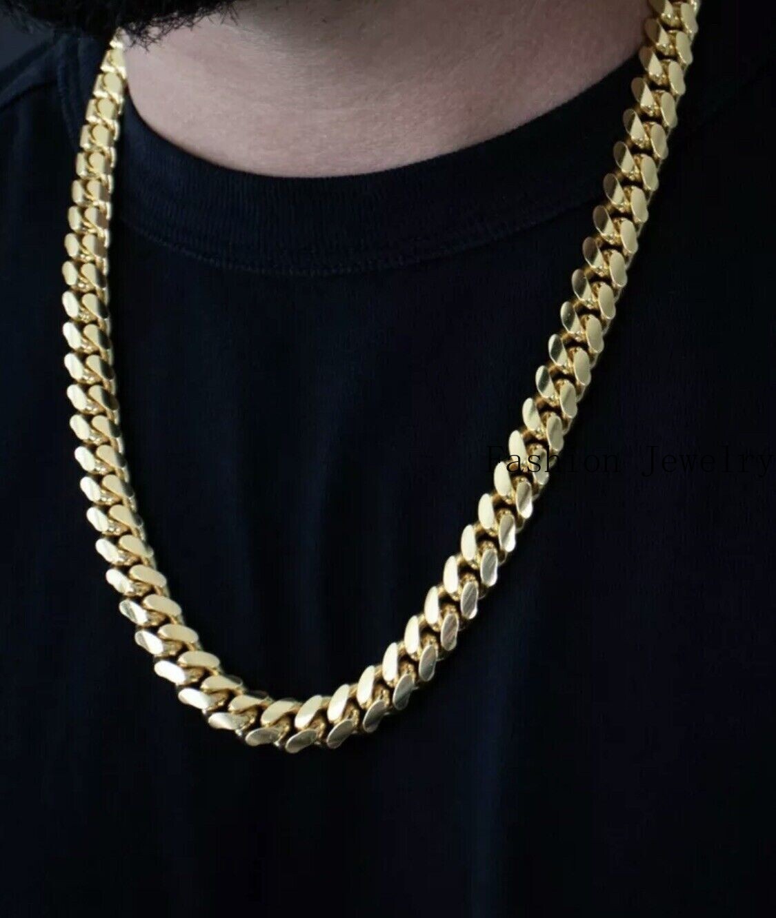10K Solid Yellow Gold 10mm Miami Cuban Curb Chain 24″ Heavy Necklace Box Clasp