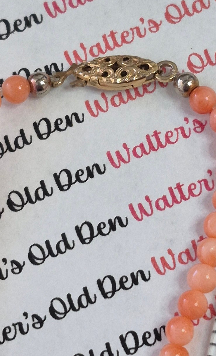 Hawaiian Pink Coral Necklace, 21″, Angel-Skin Color, From Maui In Mid-1980s