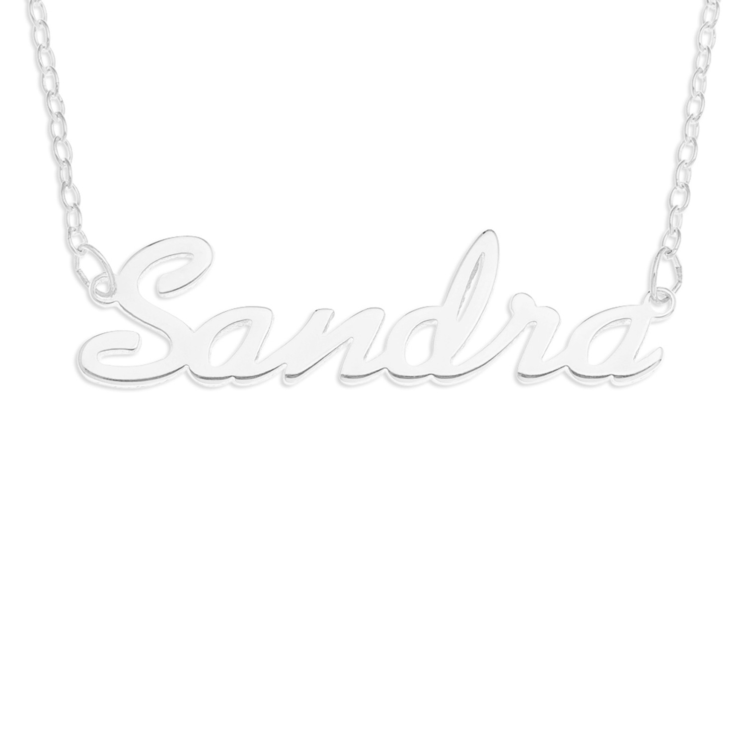 Sandra Name Plate Necklace Pendent Sterling Silver female Personalized Custom