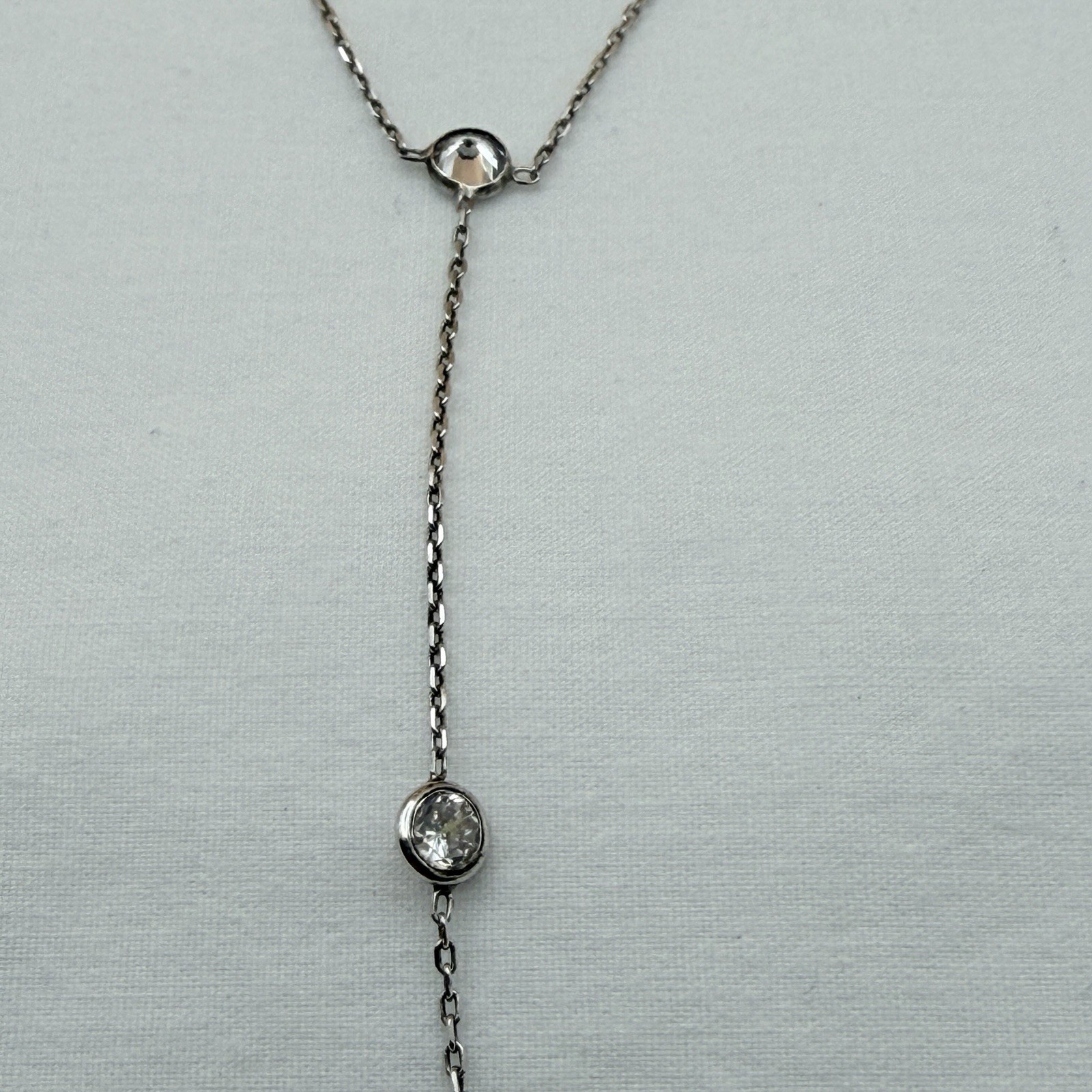 N-TR-925 Sterling Necklace 15.5″ Y-Drop Rock-Crystal Starburst Pendant Feminine