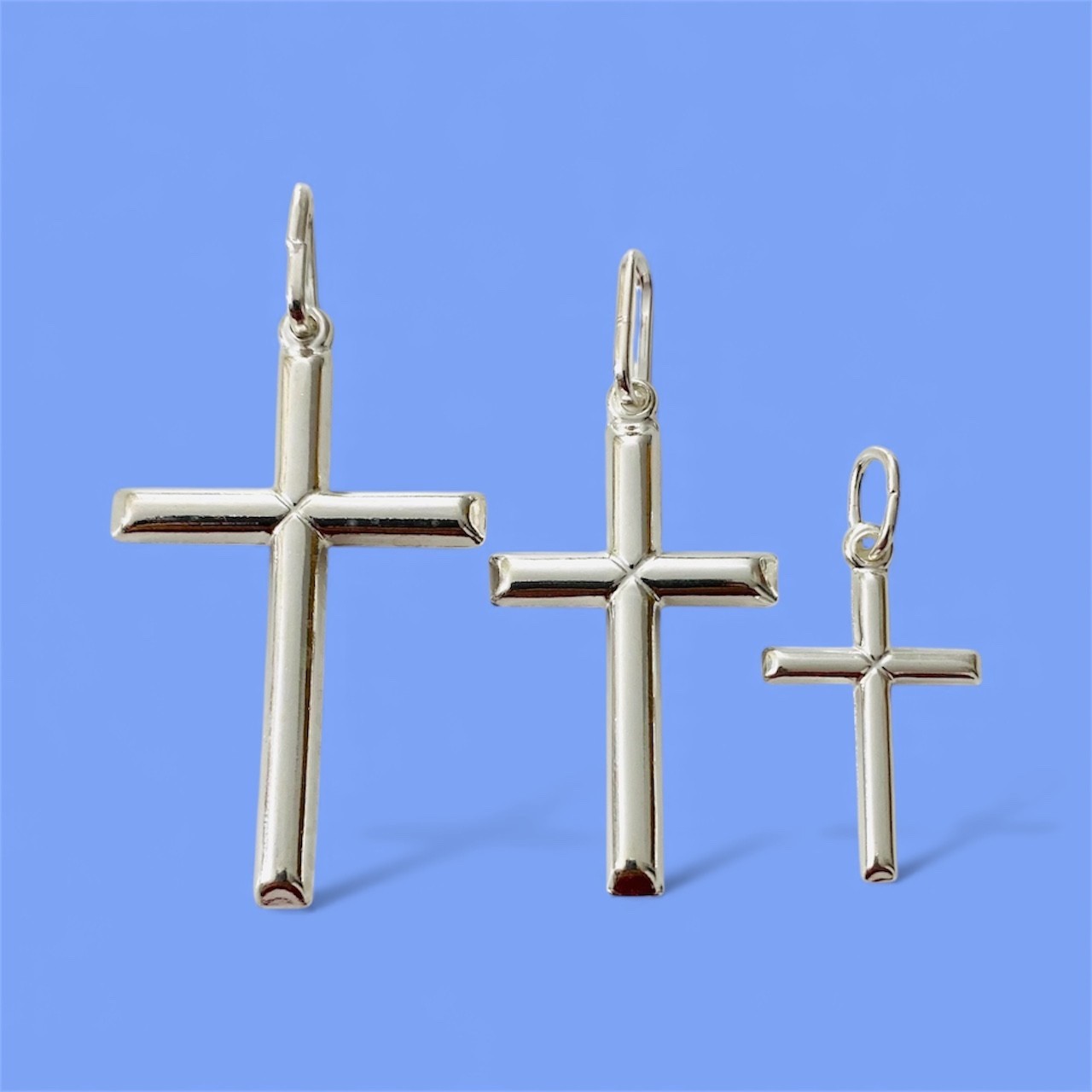 Italian 925 Sterling Silver Cross Pendant Plain Real Silver Tube Crucifix- ESP41