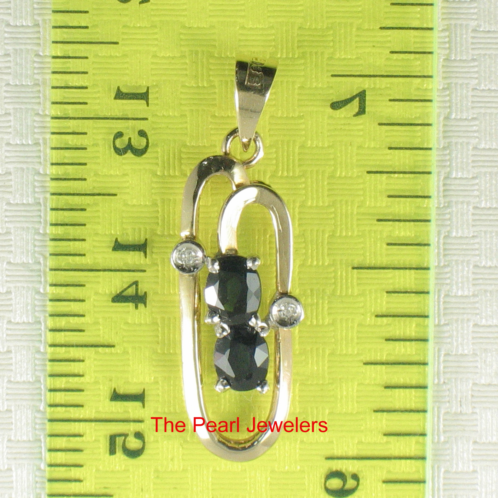 Unique Design 14KT Yellow Solid Gold Genuine Diamond Sapphire Pendant TPJ