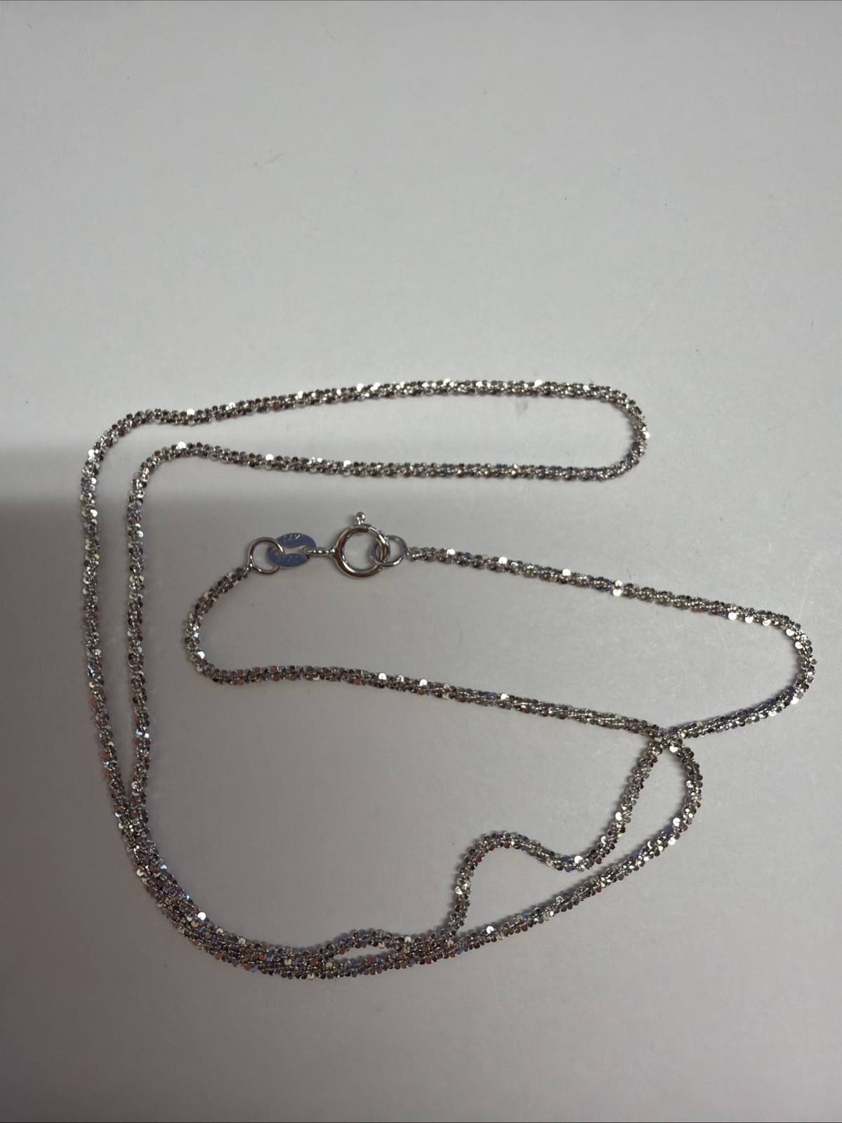 14k MILOR ITALY 1mm White Gold Popcorn Link 16” Chain