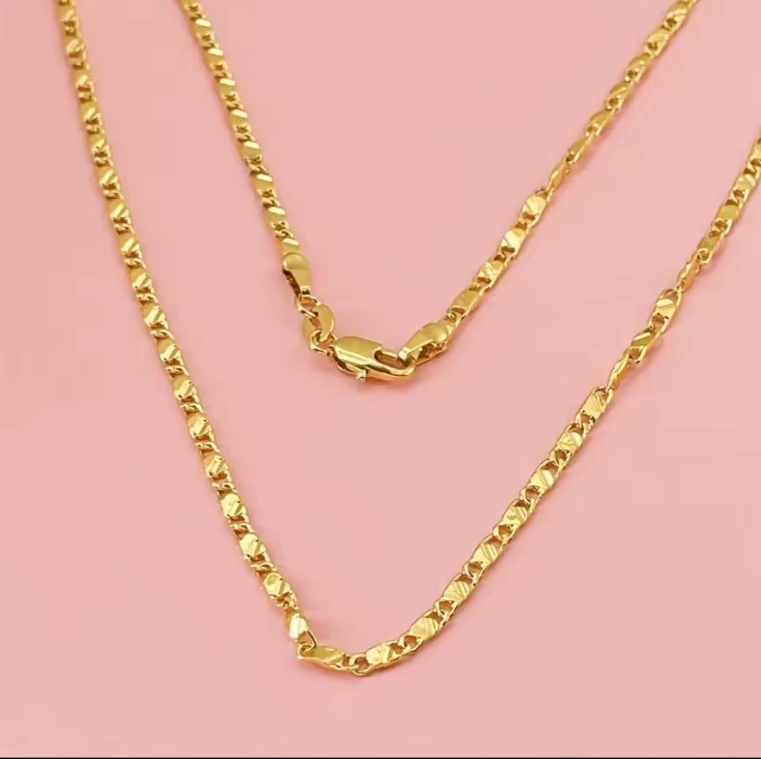18K Gold Plated 925 Sterling Silver Figaro Chain Necklace 2MM Men Women