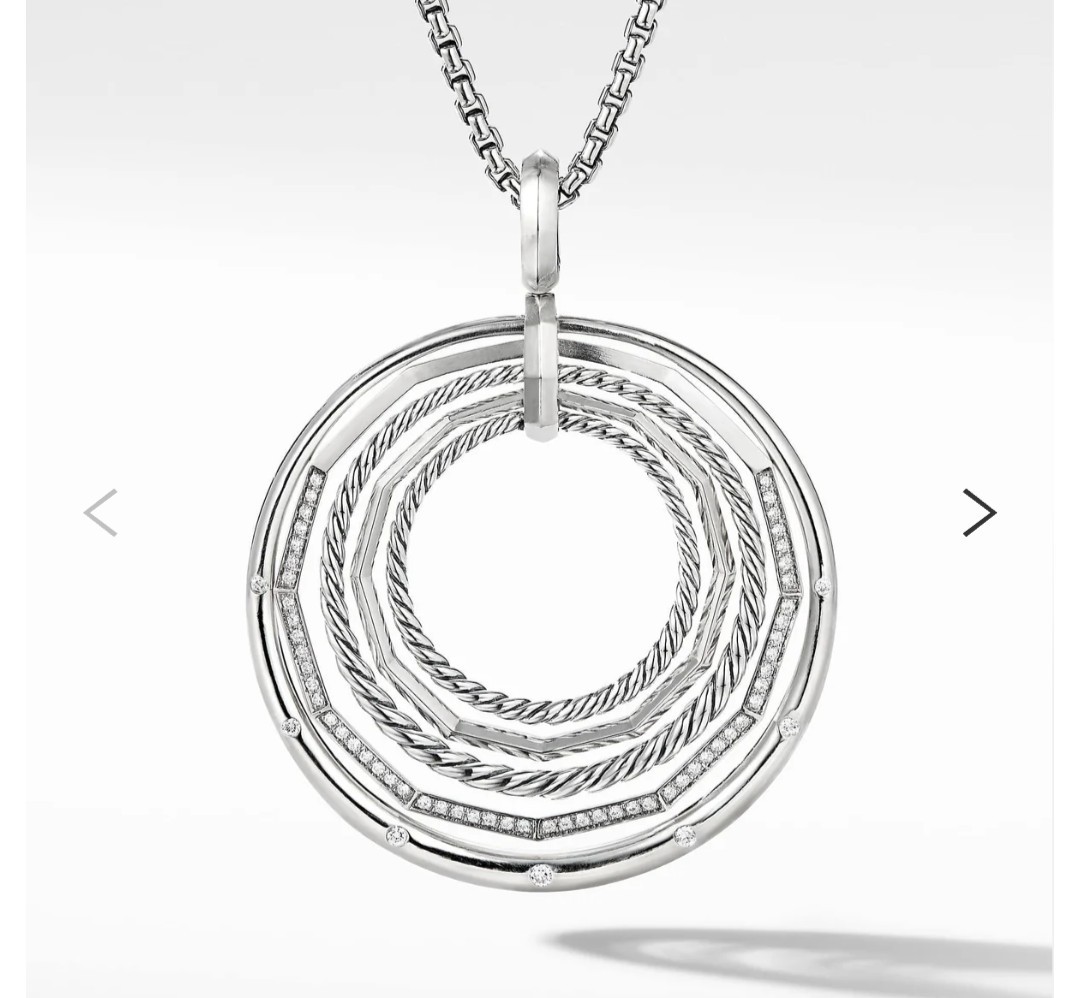 David Yurman Stax Diamond Sterling Silver Large Pendant Necklace