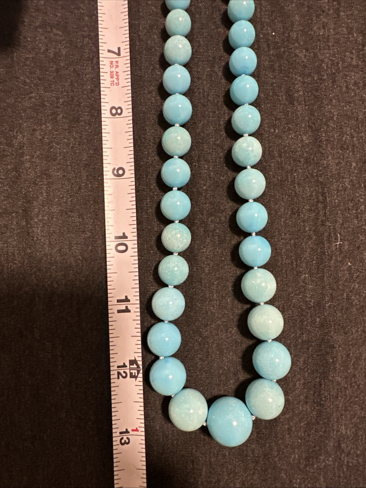 14k Yellow Gold and Graduated Turquoise Beaded Single Strand Necklace