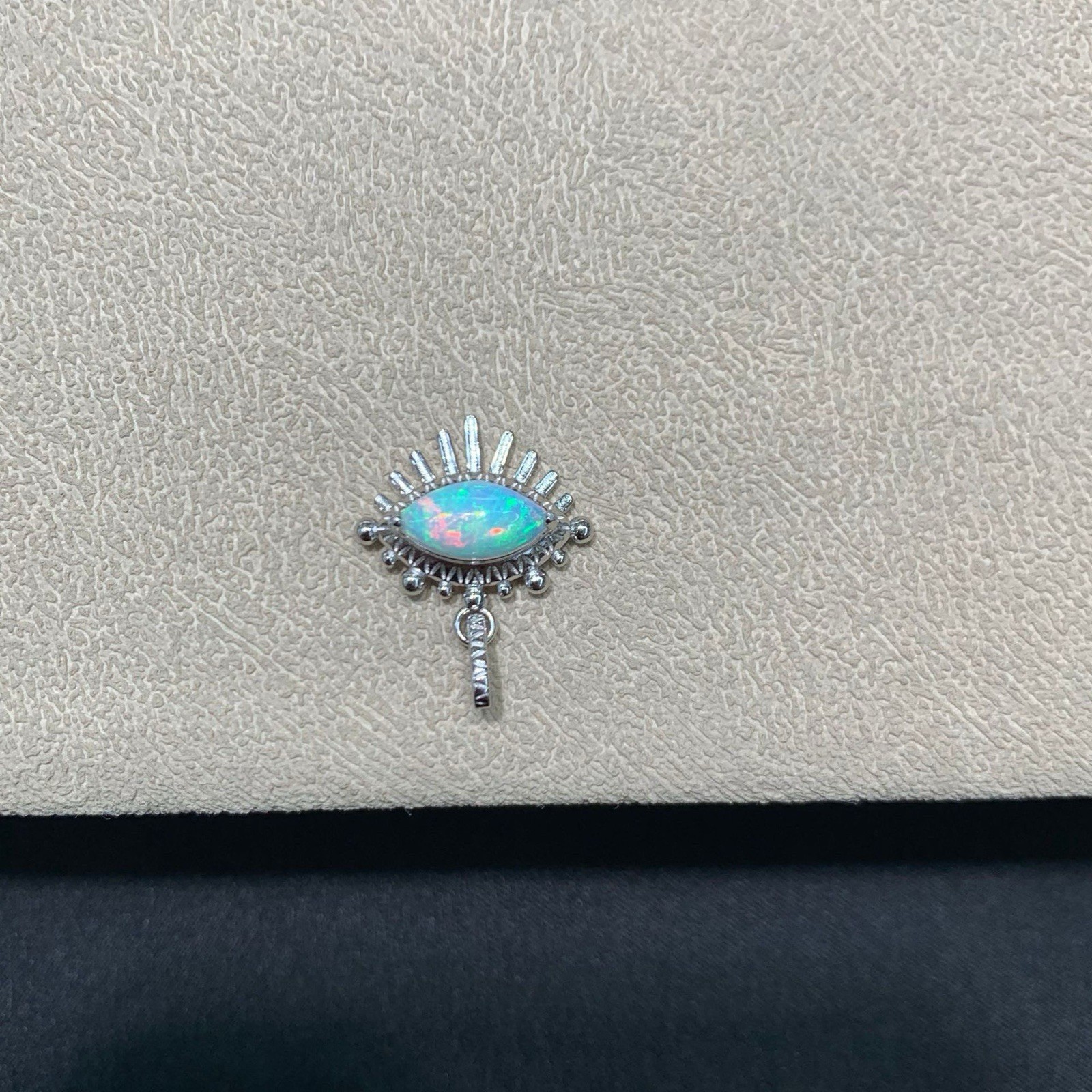 Australian 925 Sterling Silver Opal Sunburst Evil Eye Pendant