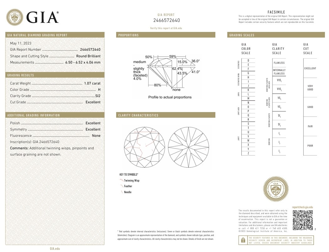 GIA Certified 14k Diamond Solitaire Necklace 1.07ct 18″