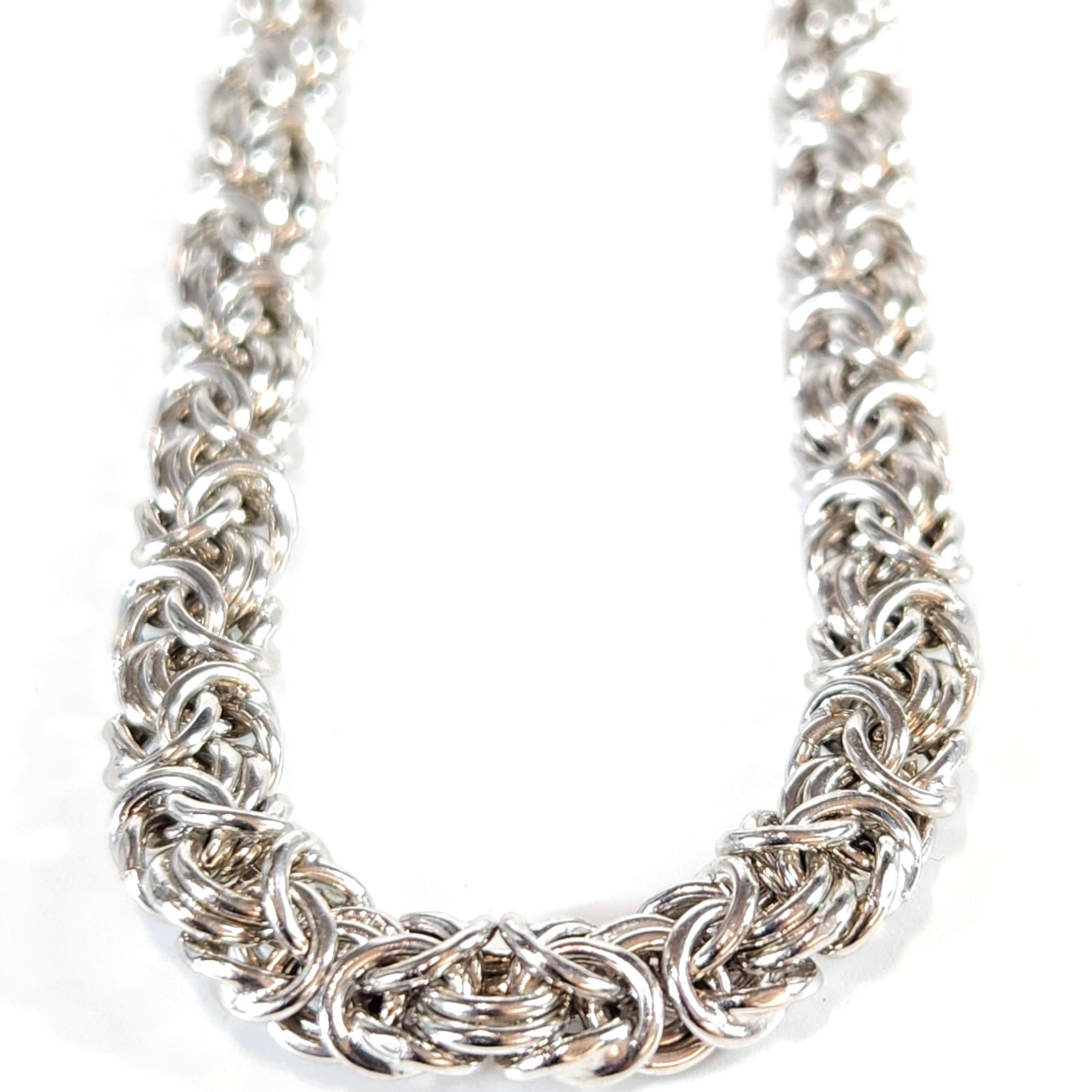 925 Sterling Silver Italian Chunky 6.5mm Byzantine Chain 18″ Necklace