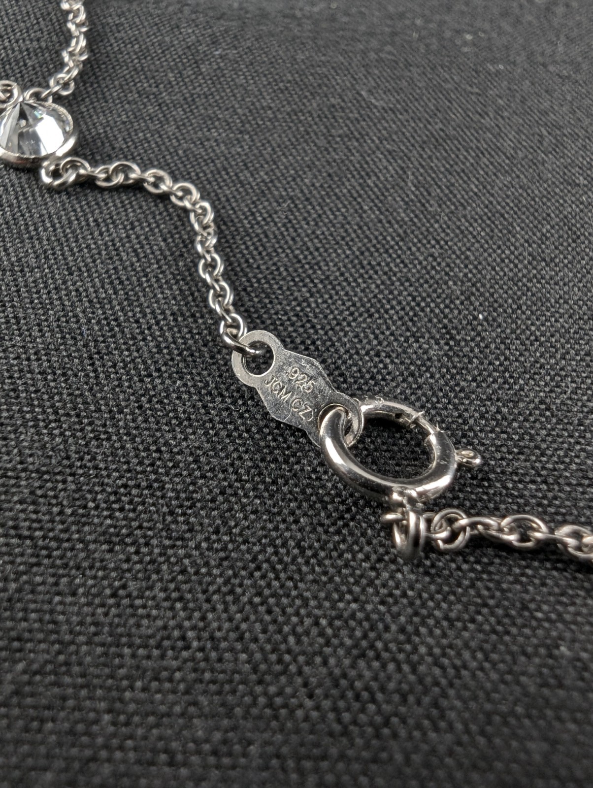 Jacmel Mauritius 925 Sterling Silver CZ Bezel Station Necklace 18″ JCM