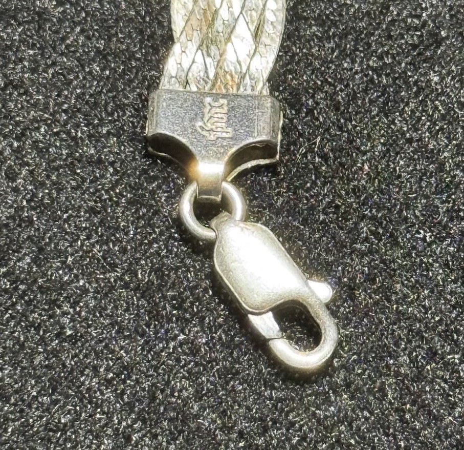 VINTAGE ITALY (925) Sterling Silver 18” FLAT BRAIDED WEAVE Necklace NEW 13.71g