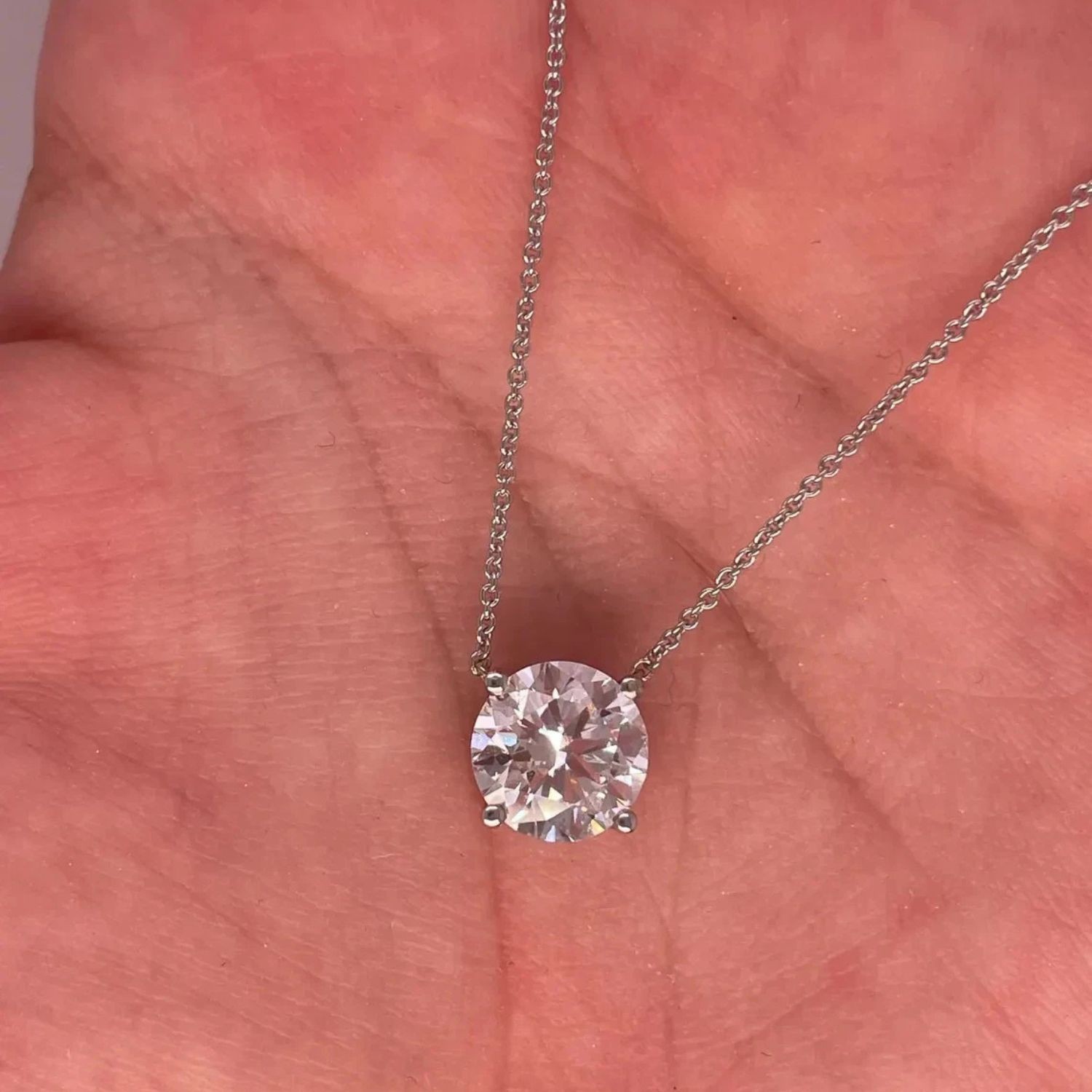 0.50 Ct Round Cut Lab Grown Diamond Solitaire Pendant Chain 925 Sterling Silver